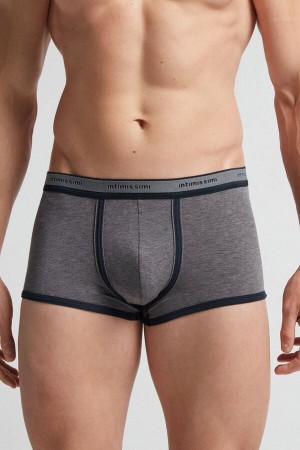 Boxer Intimissimi Natural Fresh Cotton Barbati Gri Inchis Albastri | MEUXDR-267