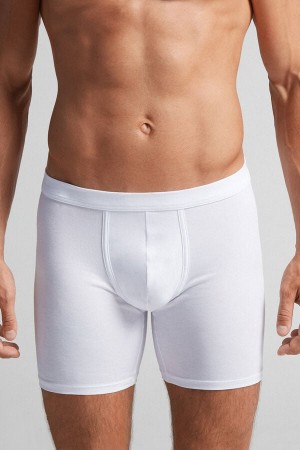 Boxer Intimissimi Superior Cotton Long Barbati Albi | VCOUXR-380