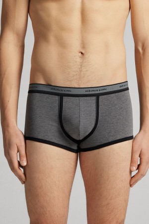 Boxer Intimissimi Superior Cotton With Logo Barbati Gri Inchis Negrii | SRFBCH-618