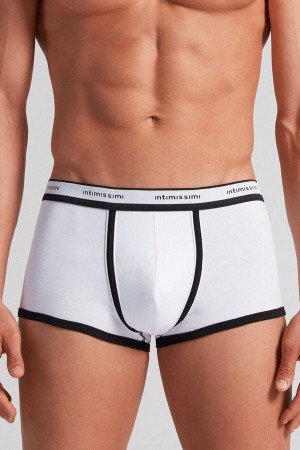 Boxer Intimissimi Superior Cotton With Logo Barbati Albi Negrii | ZRMXJG-582