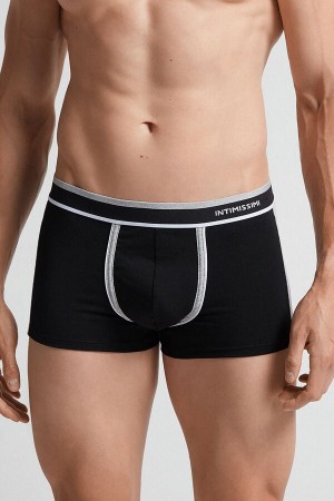 Boxer Intimissimi Two-Tone Superior Cotton Barbati Negrii Gri Deschis | GPYIFX-581