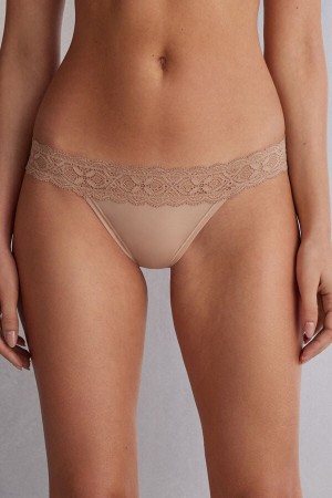 Chiloți Intimissimi Lace And Microfiber Modifiedzilian Dama Portocalii Bej | QOXNKA-035