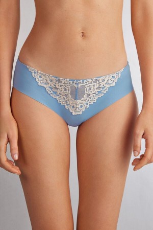 Chiloți Intimissimi Pretty Flowers Seamless Cotton Dama Albastri Albi | OJDUYV-980