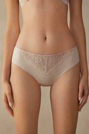 Chiloți Intimissimi Pretty Flowers Seamless Cotton Dama Albi Roz | ZOKWTA-273