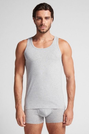 Maiou Intimissimi Round Neck In Stretch Superior Cotton Barbati Gri Deschis | XWAIPM-847