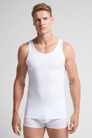 Maiou Intimissimi Round Neck In Stretch Superior Cotton Barbati Albi | FOSZEK-295