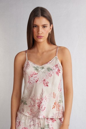 Maiou Intimissimi Secret Garden Satin Camisole Dama Colorati | BPELJS-739