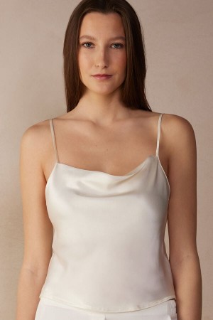 Maiou Intimissimi Silk Crop Camisole Dama Albi | IWSFBU-270