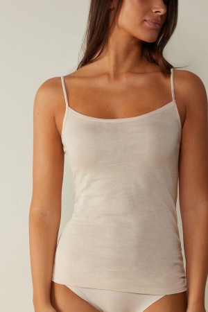 Maiou Intimissimi Ultrafresh Cotton Camisole Dama Albi Roz | DUVYIK-461