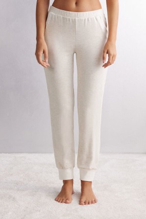 Pantaloni Intimissimi Baby It’s Cold Outside Modal And Wool Jogger Dama Albi | BRKLHP-827