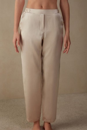 Pantaloni Intimissimi Straight Silk Dama Albi Roz | ZICKED-987