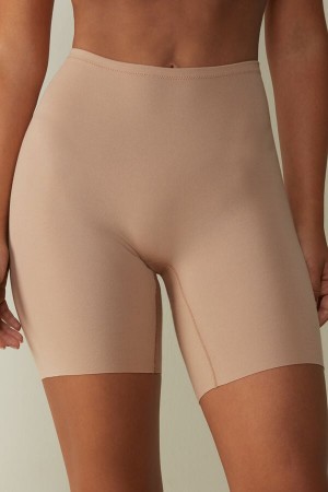 Pantaloni Scurti Intimissimi Raw Edge Seamless Cotton Dama Portocalii Bej | UVZTFK-815