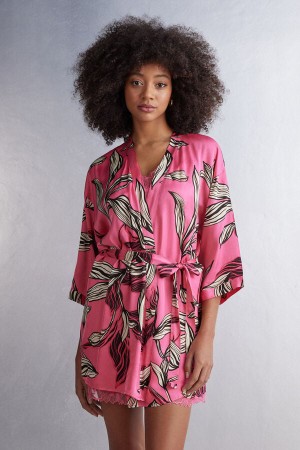 Pijama Intimissimi Sweet Like Sugar Viscose Satin Kimono Dama Roz | TNKEPB-417