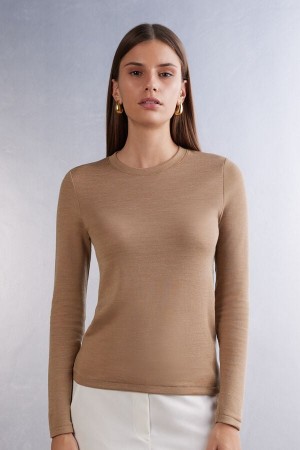 Pulover Intimissimi Wool Cotton Crewneck Dama Maro | GPKUED-064