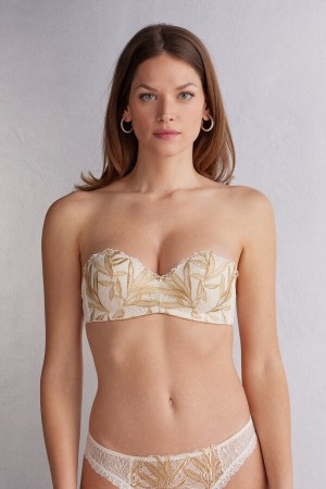 Sutien Intimissimi Golden Hour Gioia Bandeau Dama Galbeni Deschis Albi | HENPOW-325