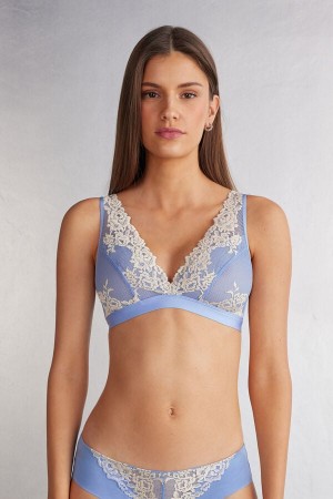 Sutien Intimissimi Pretty Flowers Lara Triangle Dama Albastri Albi | YILWSB-514