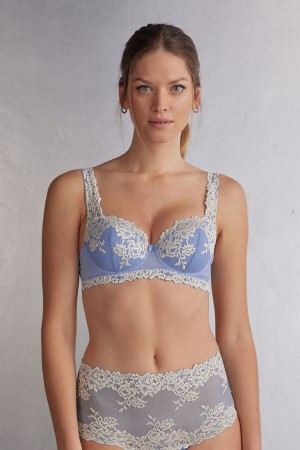 Sutien Intimissimi Pretty Flowers Sofia Balconette Dama Albastri Albi | XIOLJT-416