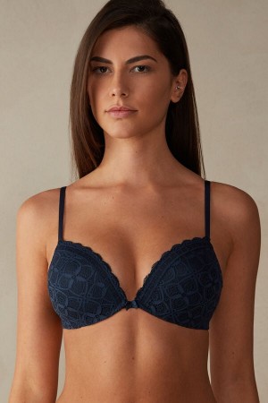 Sutien Intimissimi Silvia Push-Up Lace Dama Albastri | NHFEXZ-526