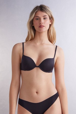 Sutien Intimissimi Simona Super Push-Up Ultralight Microfiber Dama Negrii | QGNVCZ-769