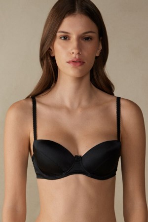 Sutien Intimissimi Sofia Natural Lift Balconette Silk Dama Negrii | YDKOBJ-159