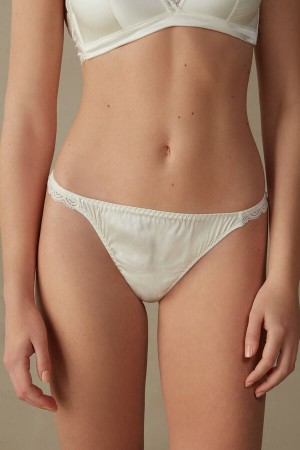 Tanga Intimissimi Silk And Lace G-String Dama Albi | WISVZE-391