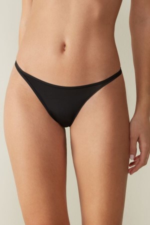 Tanga Intimissimi Ultralight Microfiber Straps Dama Negrii | CEJPFD-239