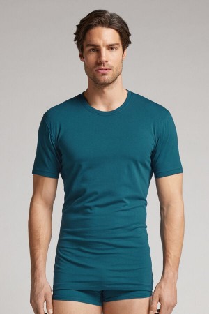 Tricou Intimissimi Stretch Superior Cotton Barbati Verzi | RXYJKM-078