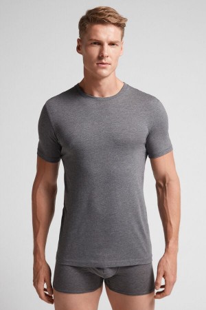 Tricou Intimissimi Superior Cotton Barbati Gri Inchis | LZDVUH-325