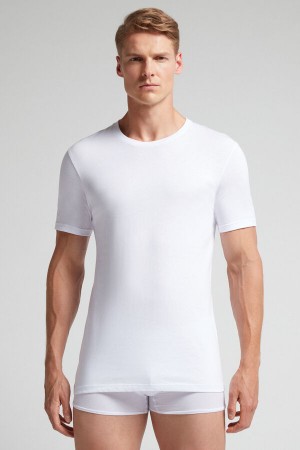 Tricou Intimissimi Superior Cotton Barbati Albi | FUNEJX-371