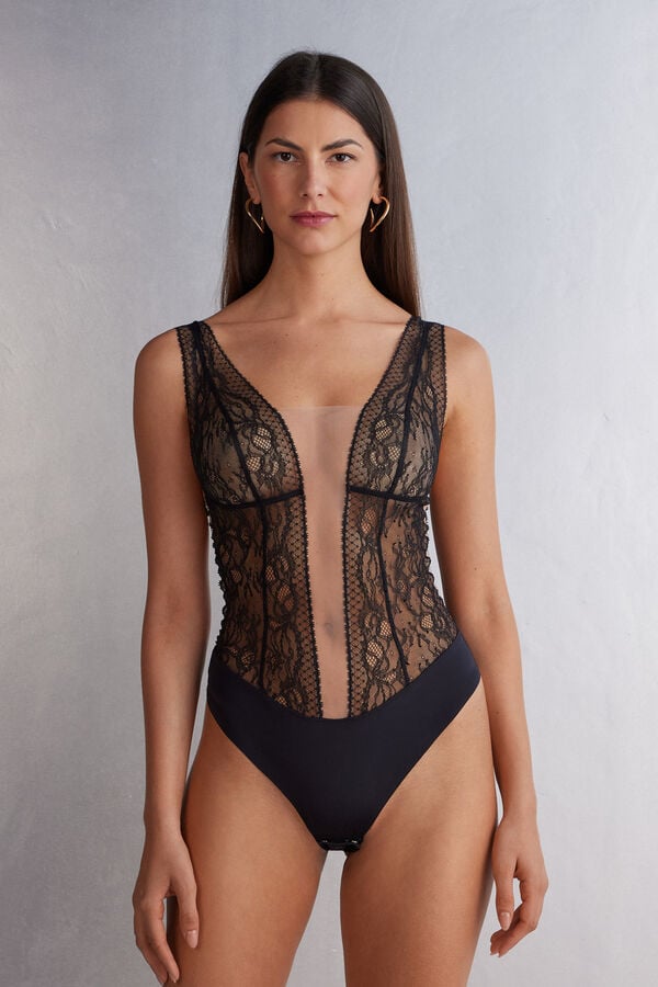 Body Intimissimi Luxury Moments Lace Dama Negrii Bej | PSVRAF-431