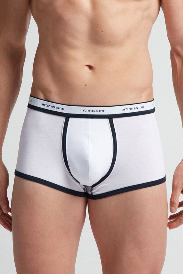 Boxer Intimissimi Natural Fresh Cotton Barbati Albi Albastri | KAGWQB-560