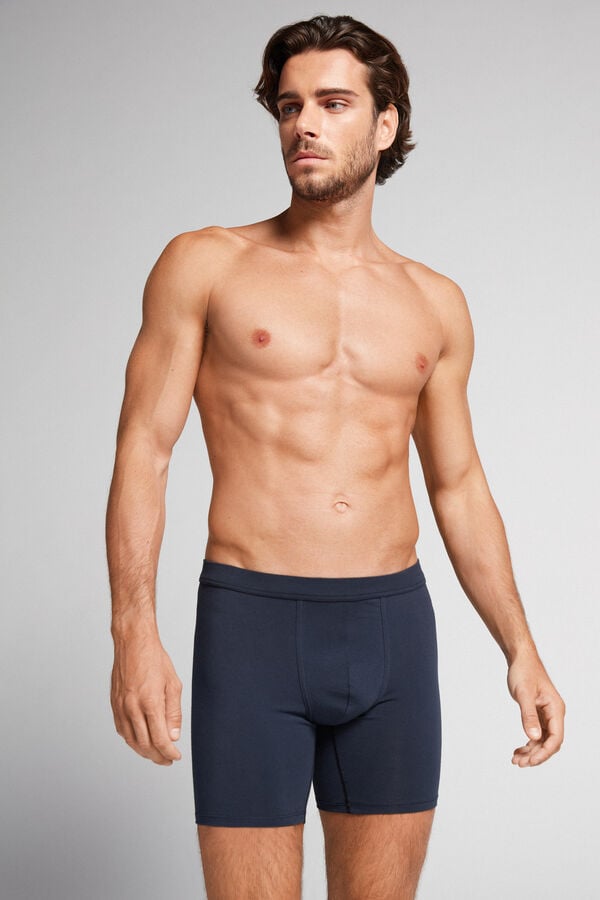 Boxer Intimissimi Superior Cotton Long Barbati Negrii | FCVGQK-620