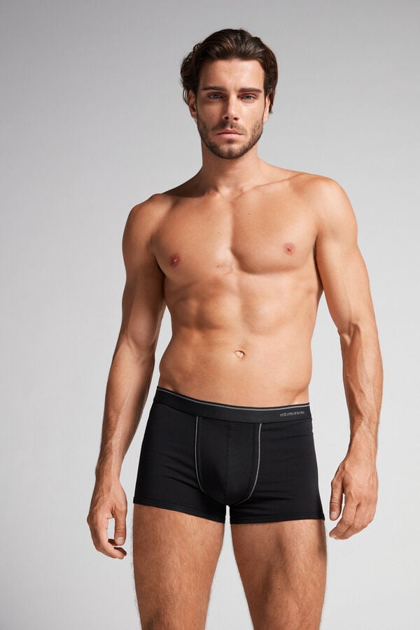 Boxer Intimissimi Superior Cotton With Exposed Elastic Barbati Negrii Gri Inchis | JHYTON-937