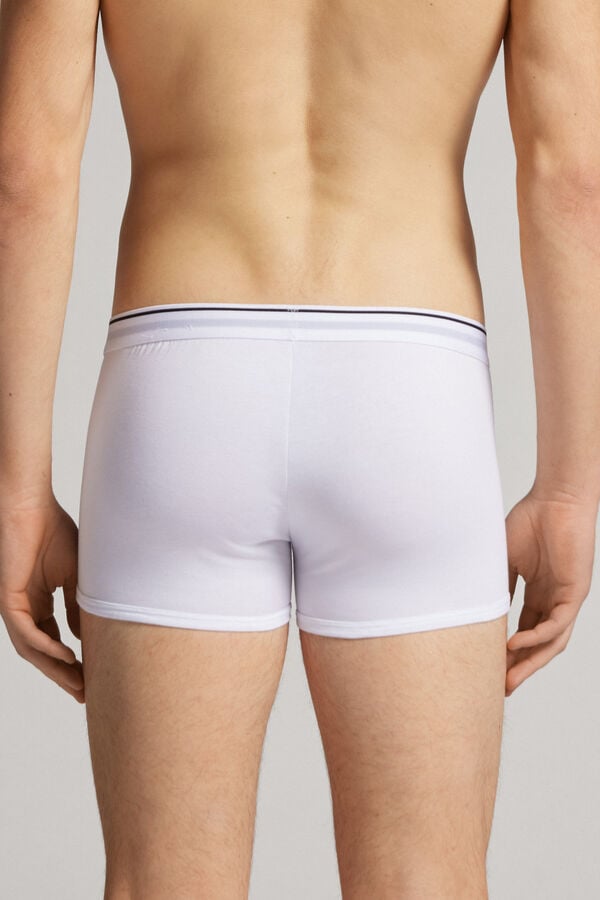 Boxer Intimissimi Superior Cotton With Exposed Elastic Barbati Albi Albastri | IGCFJH-590