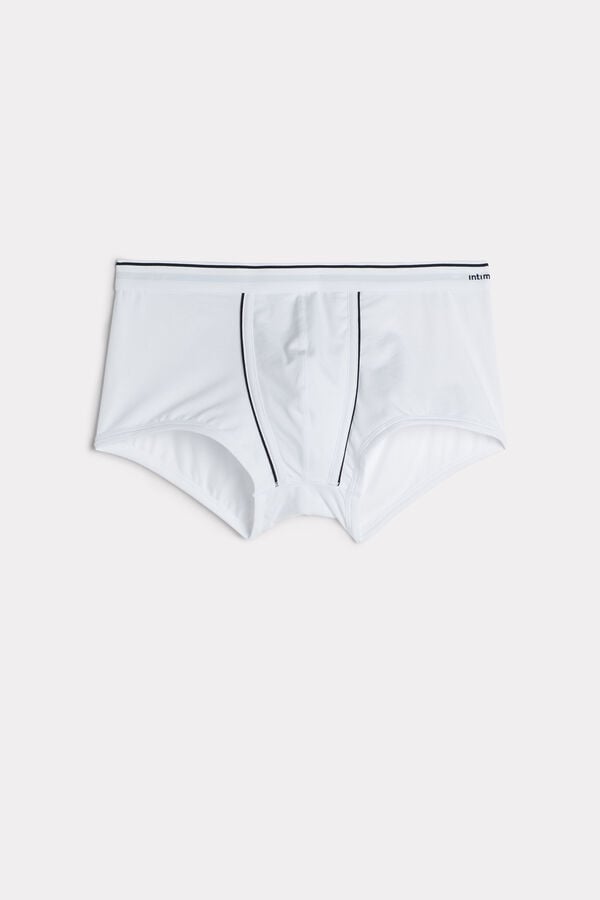 Boxer Intimissimi Superior Cotton With Exposed Elastic Barbati Albi Albastri | IGCFJH-590