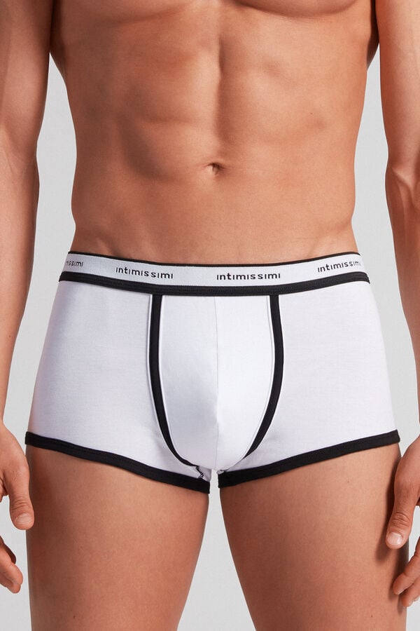 Boxer Intimissimi Superior Cotton With Logo Barbati Albi Negrii | ZRMXJG-582