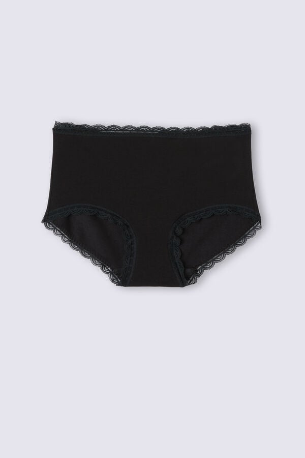 Chiloți Intimissimi High Rise Cotton And Lace Hipsters Dama Negrii | HYRVTU-953