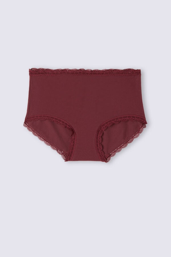 Chiloți Intimissimi High Rise Cotton And Lace Hipsters Dama Rosii | OAZMBG-319