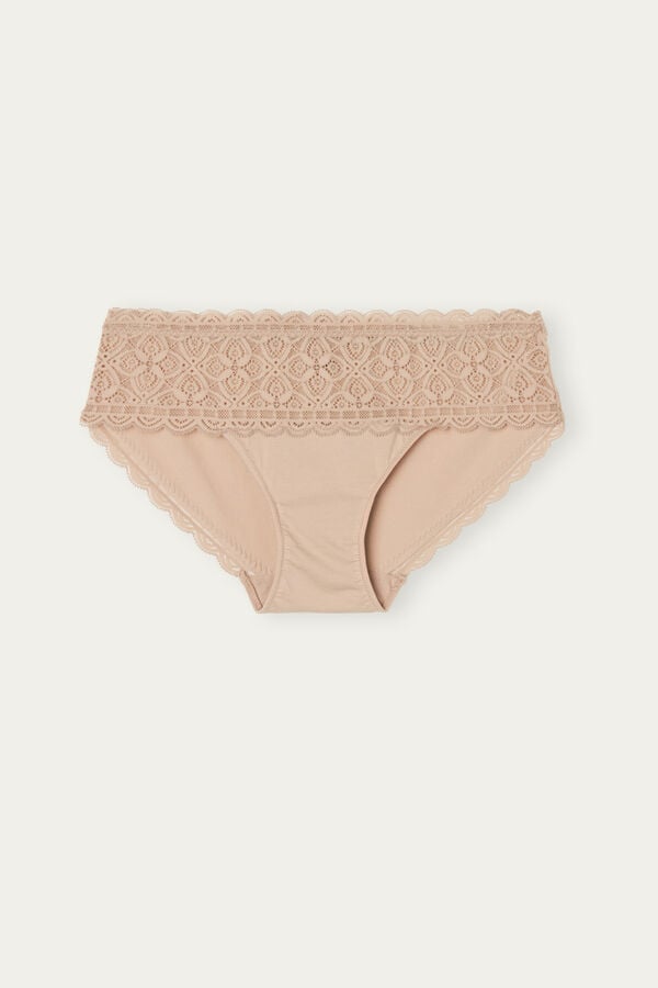 Chiloți Intimissimi Lace And Cotton High Rise Dama Portocalii Bej | MUFQNP-680