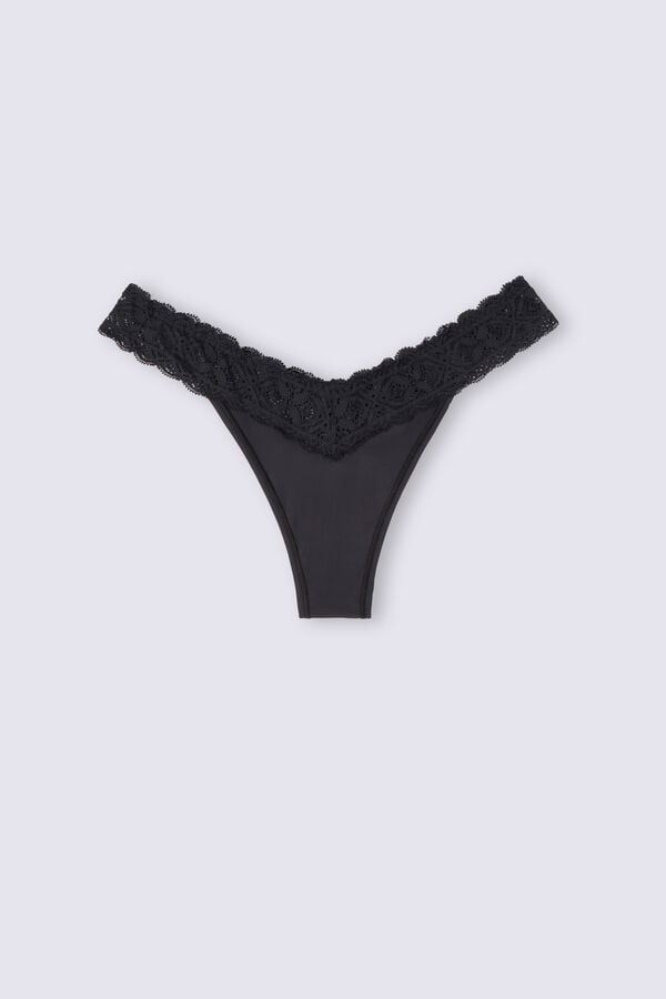 Chiloți Intimissimi Lace And Microfiber ‘80s Stylezilian Dama Negrii | WFSTQP-420