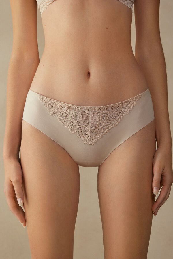 Chiloți Intimissimi Pretty Flowers Seamless Cotton Dama Albi Roz | ZOKWTA-273