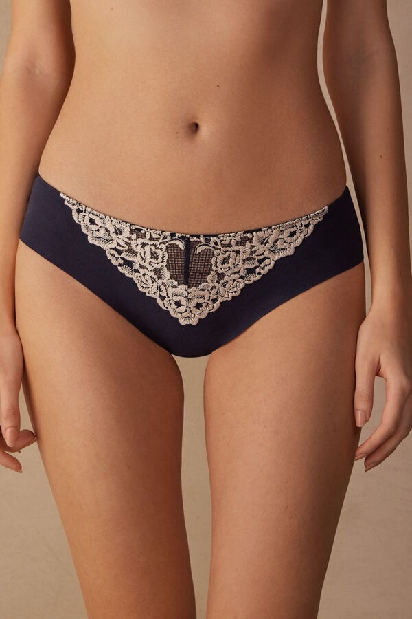 Chiloți Intimissimi Pretty Flowers Seamless Cotton Dama Albastri Inchis Galbeni Deschis | FABMUV-146