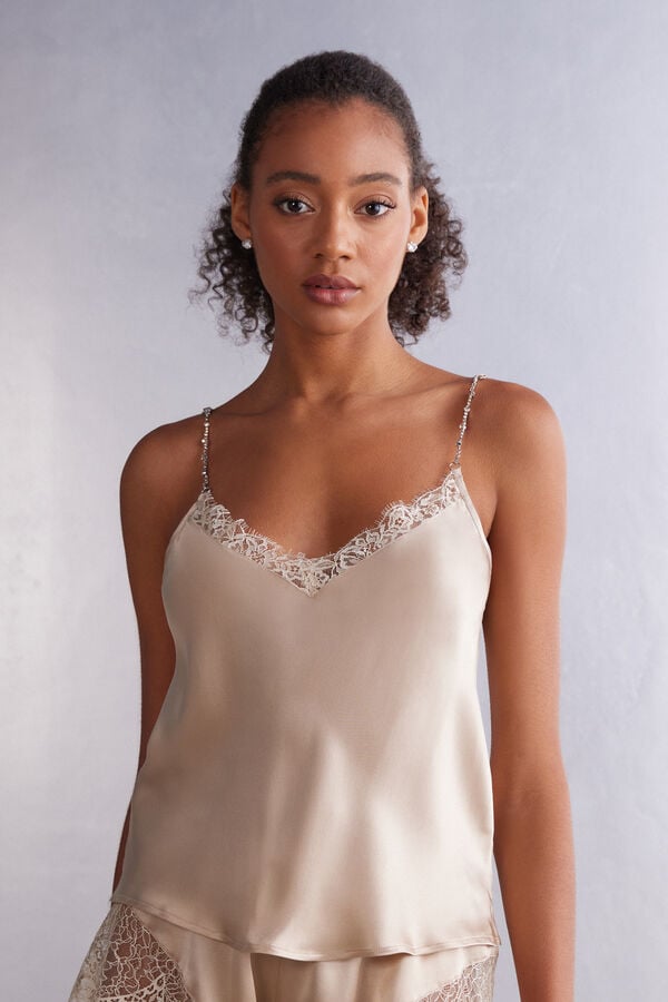 Maiou Intimissimi Living In Luxe Silk Camisole Dama Bej | VYWMZK-490