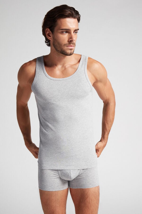 Maiou Intimissimi Round Neck In Stretch Superior Cotton Barbati Gri Deschis | XWAIPM-847