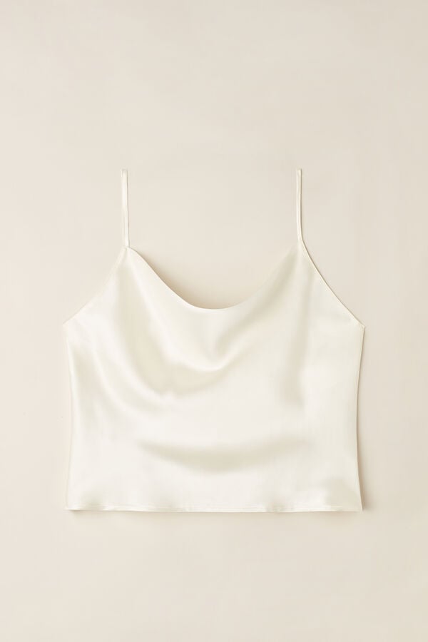 Maiou Intimissimi Silk Crop Camisole Dama Albi | IWSFBU-270