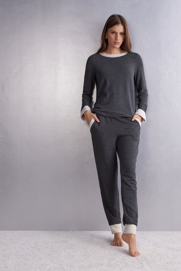 Pantaloni Intimissimi Baby It’s Cold Outside Modal And Wool Jogger Dama Gri | UVLFSH-457