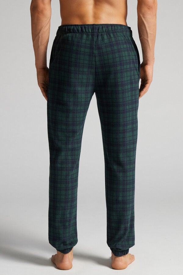 Pantaloni Intimissimi Tartan Green Patterned Tricot Full Length Barbati Negrii | SYTCKO-609