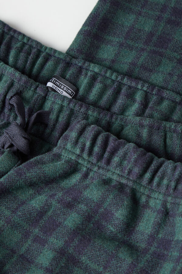 Pantaloni Intimissimi Tartan Green Patterned Tricot Full Length Barbati Negrii | SYTCKO-609