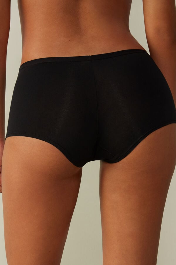 Pantaloni Scurti Intimissimi Cotton Boyshorts Dama Negrii | PXCAOG-978