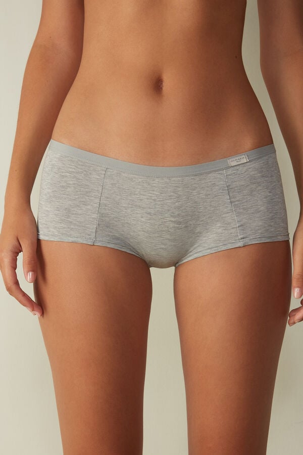 Pantaloni Scurti Intimissimi Cotton Boyshorts Dama Gri Deschis | BIOJSA-483